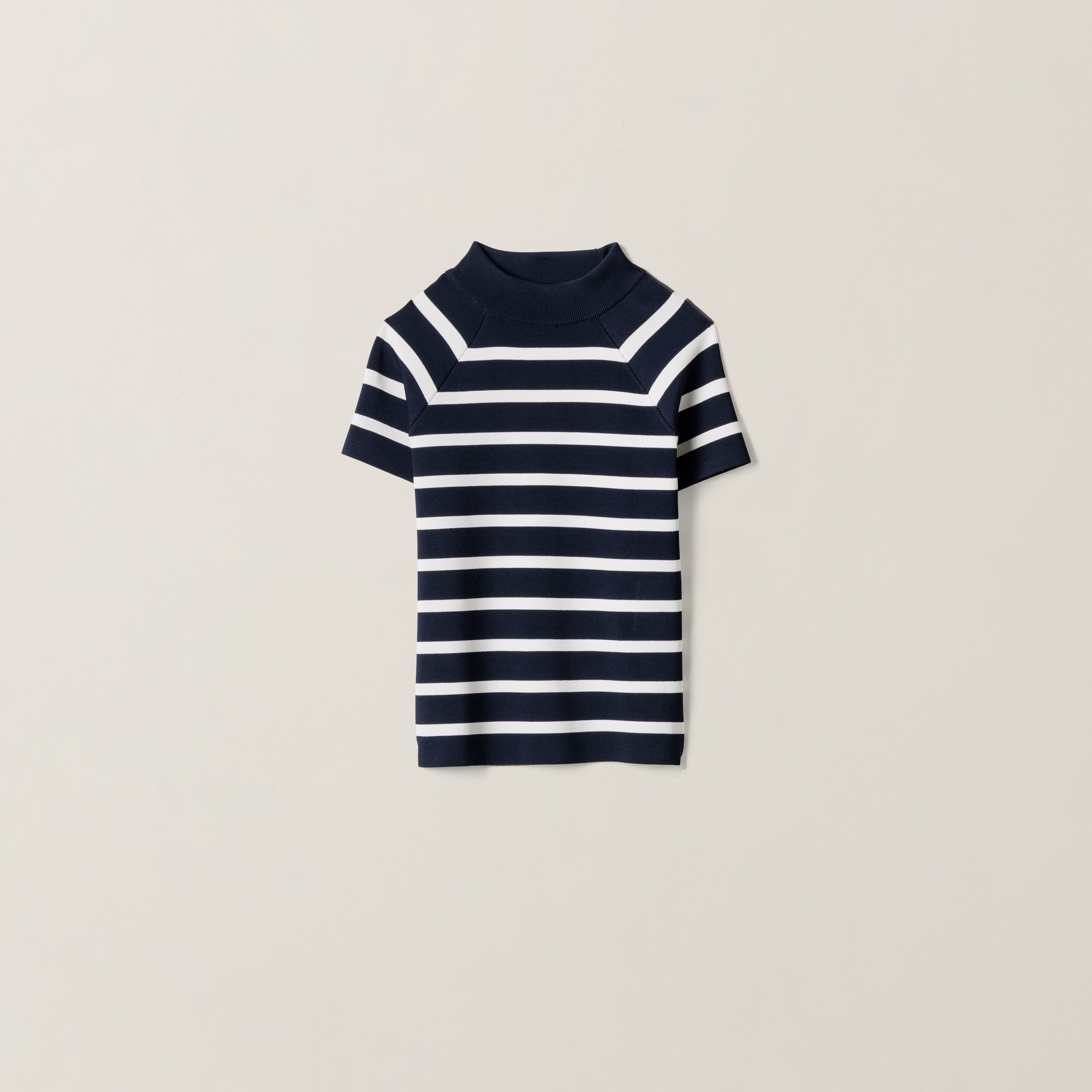 Striped mock turtleneck sweater - 1