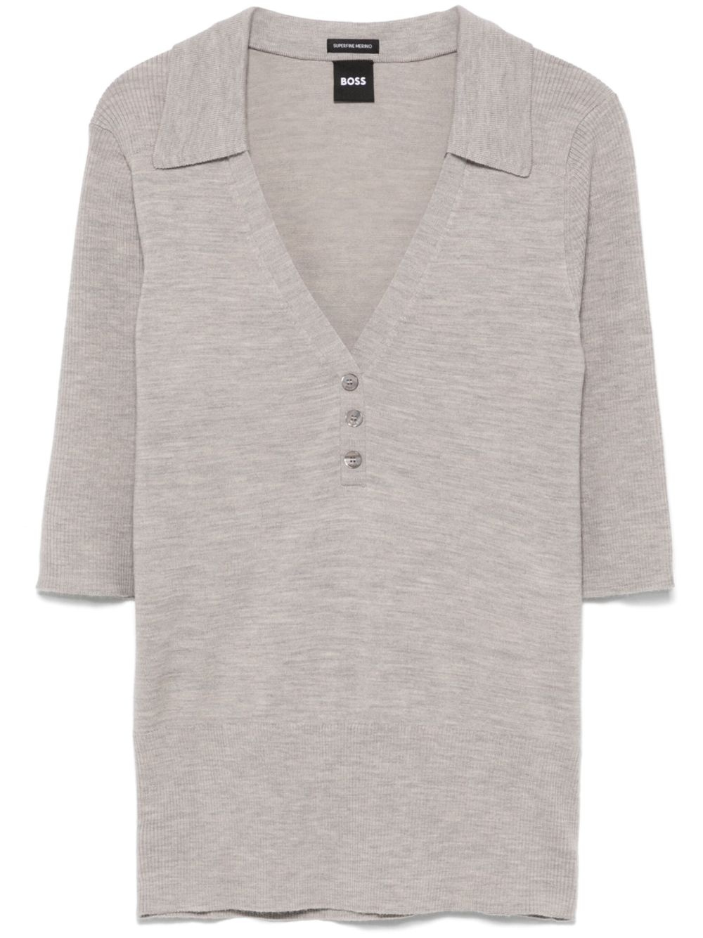 fine-knit polo top - 1