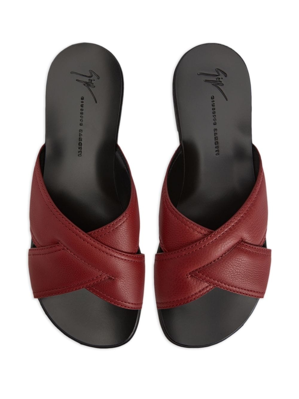 Flavio leather flat slides - 4