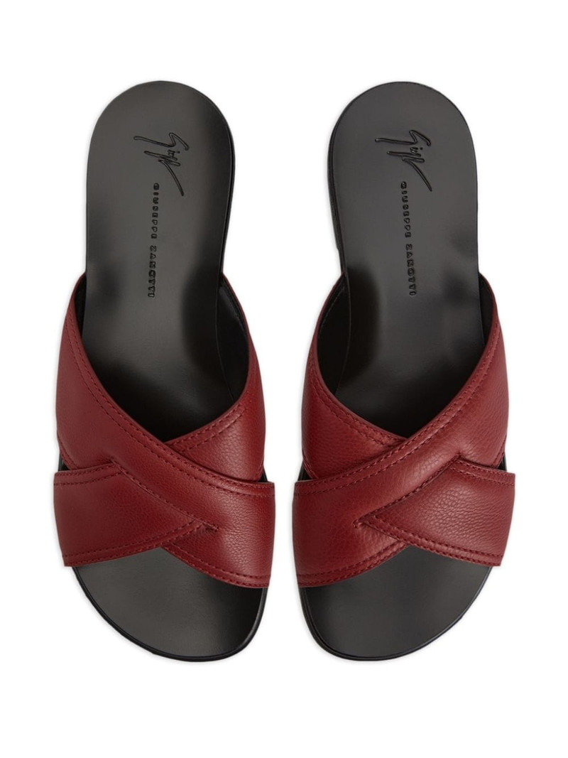 Flavio leather flat slides 4