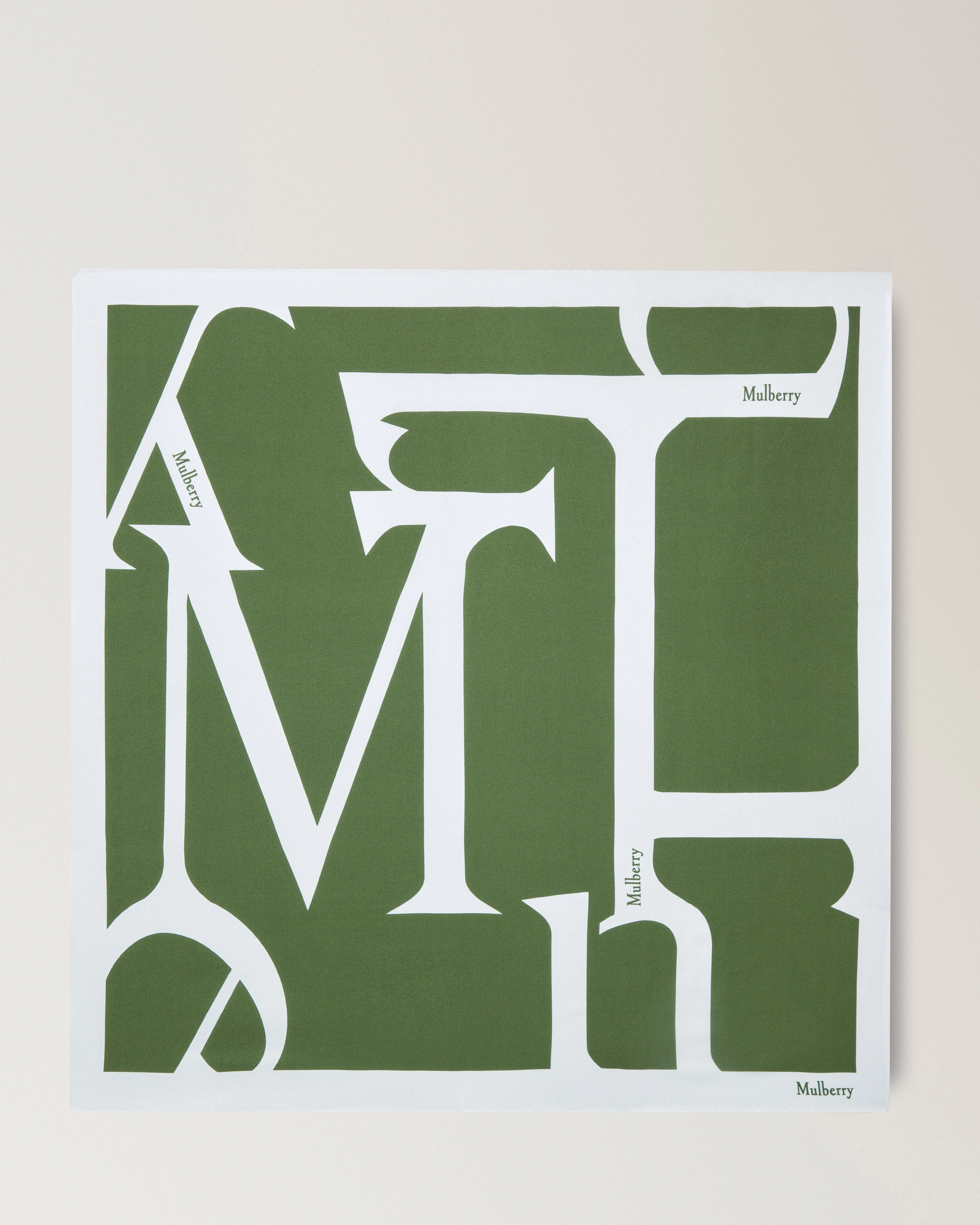 Mulberry Lettering Square
Fern & Eggshell Silk Twill - 1