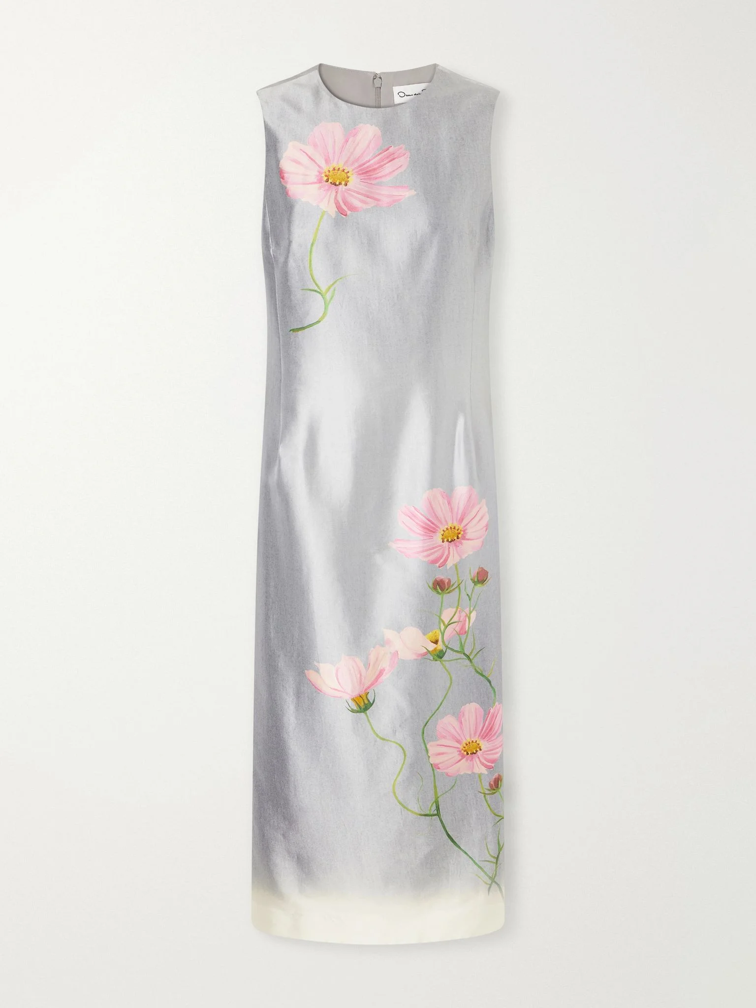 Floral-print satin midi dress Gray - 1