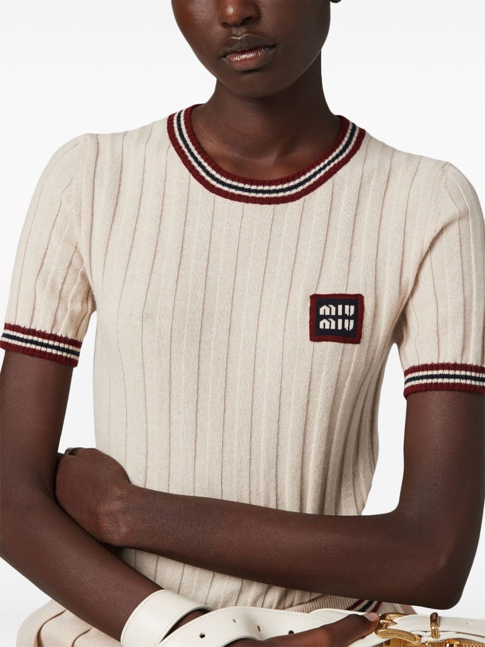 logo-appliquÃ© cashmere top - 4