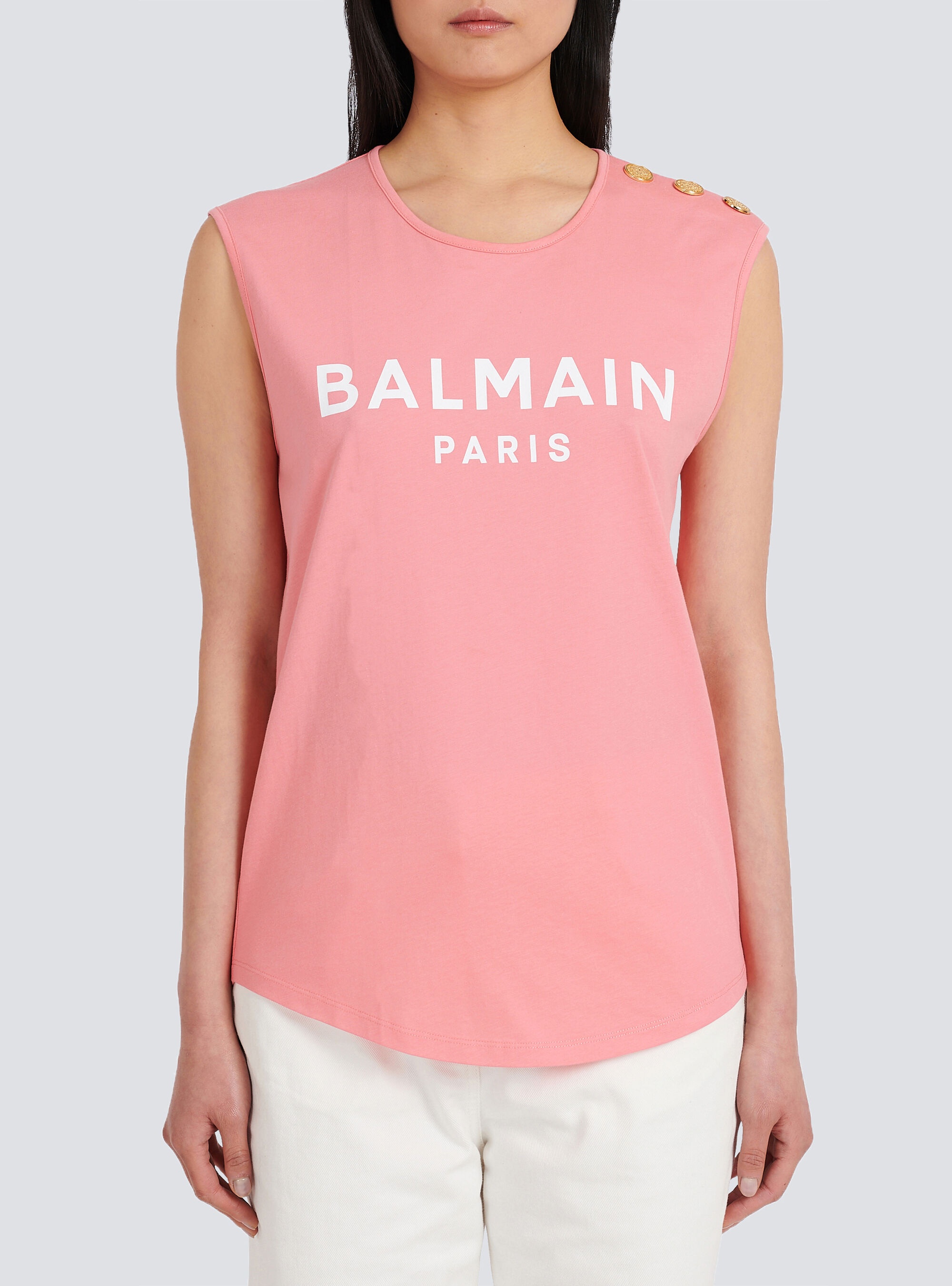 Eco-designed cotton T-shirt with Balmain logo print - 6