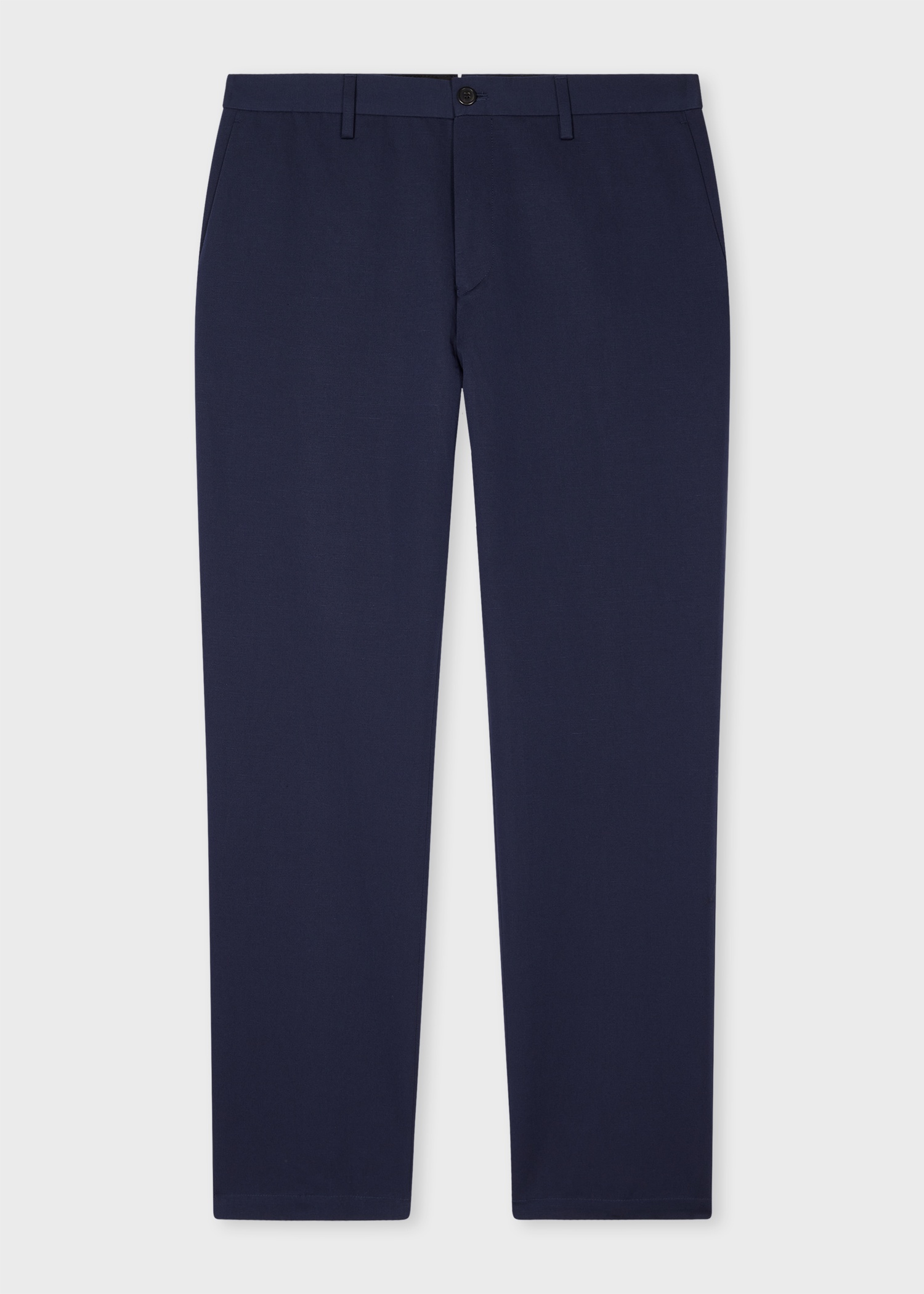 Navy Cotton-Linen Trousers - 1