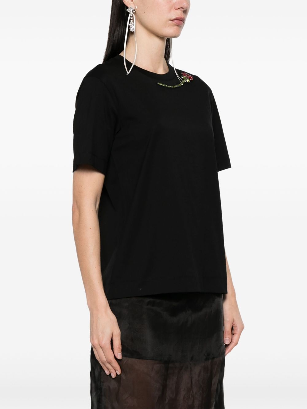 flower-embellished T-shirt - 3