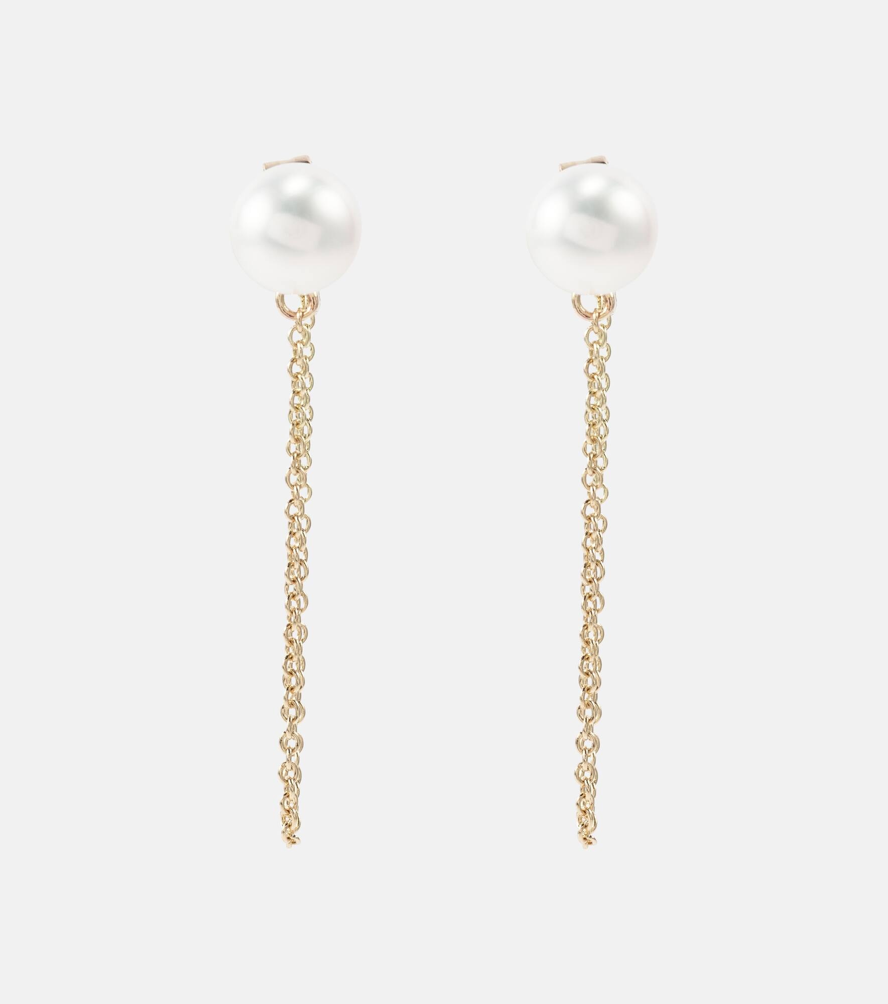 14kt gold drop earrings with pearls - 1