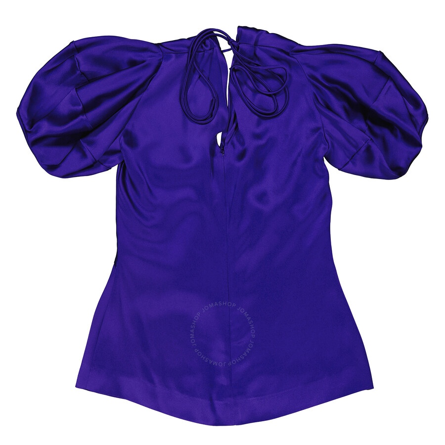 Stella Mccartney Sapphire Blue Puff-Sleeve Ruched Blouse - 2