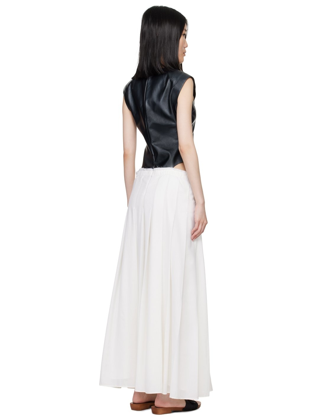 Black & White Mina Leather Maxi Dress - 3
