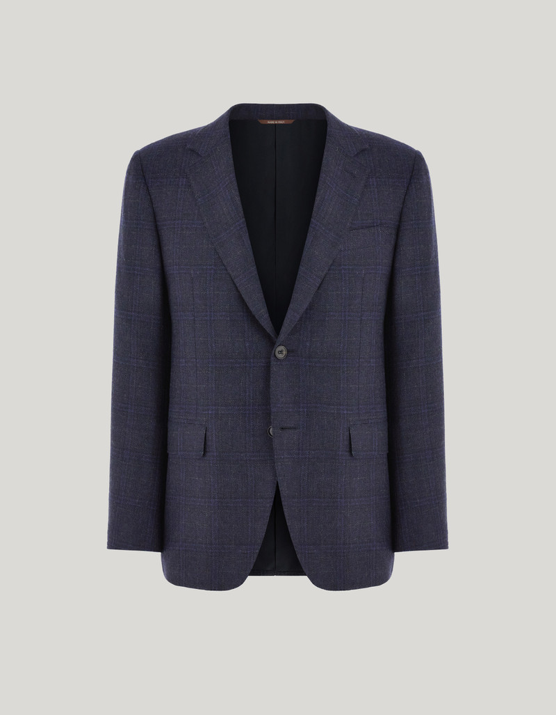 EXCLUSIVE NAVY BLUE PURE CASHMERE PATTERNED JACKET 1
