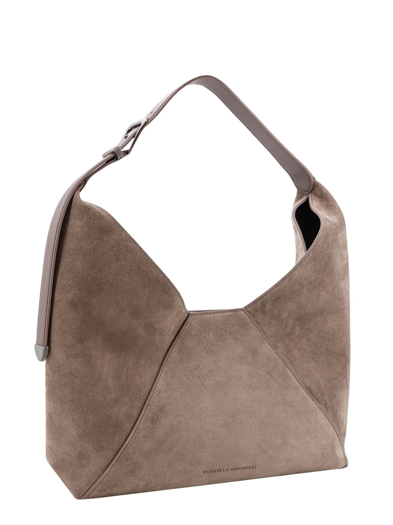 Suede shoulder bag with engraved logo - 3