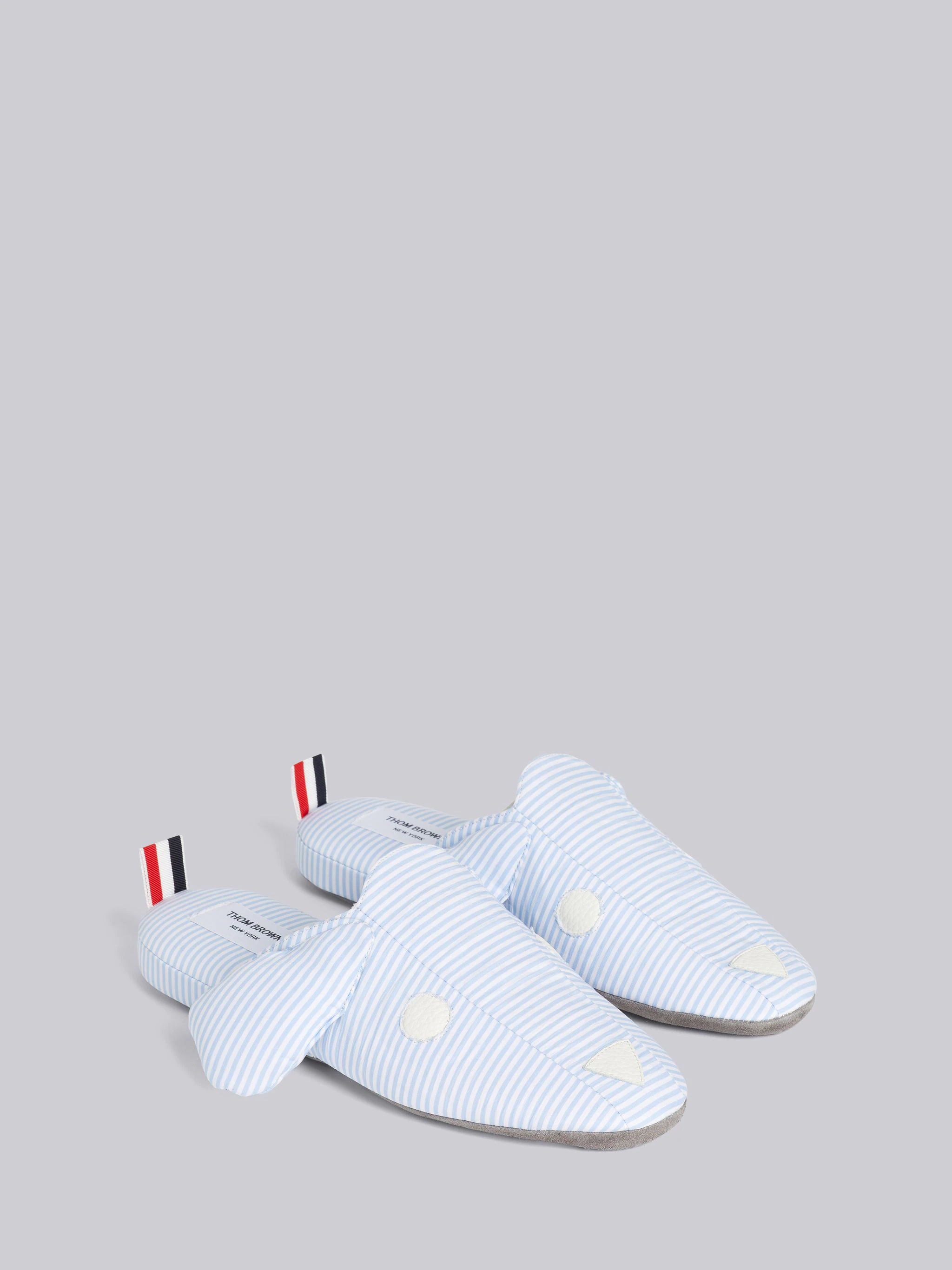 Light Blue University Stripe Poplin Hector Slipper - 3