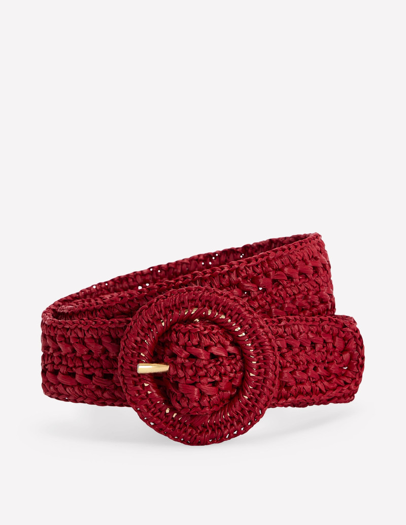 Interest Raffia Belt-Red 1
