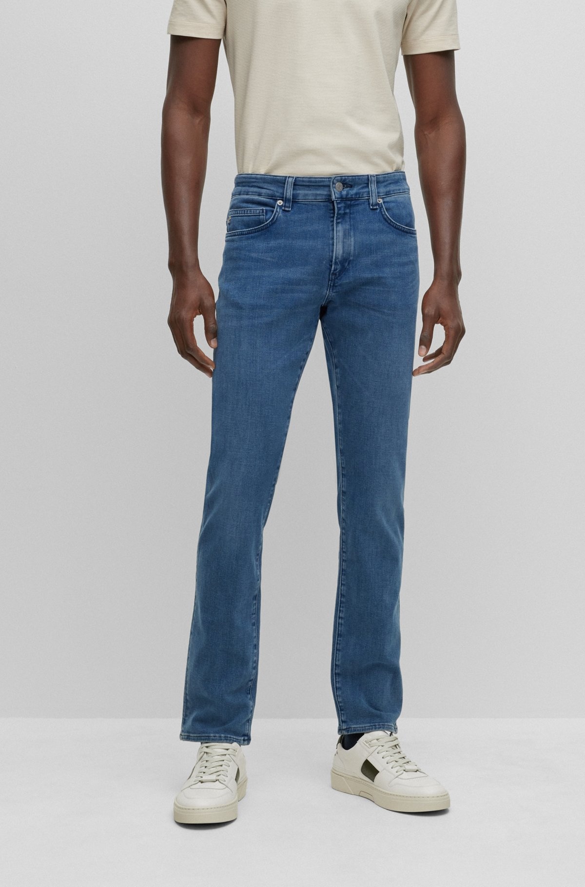 SLIM-FIT JEANS IN COAL-NAVY ITALIAN DENIM - 2