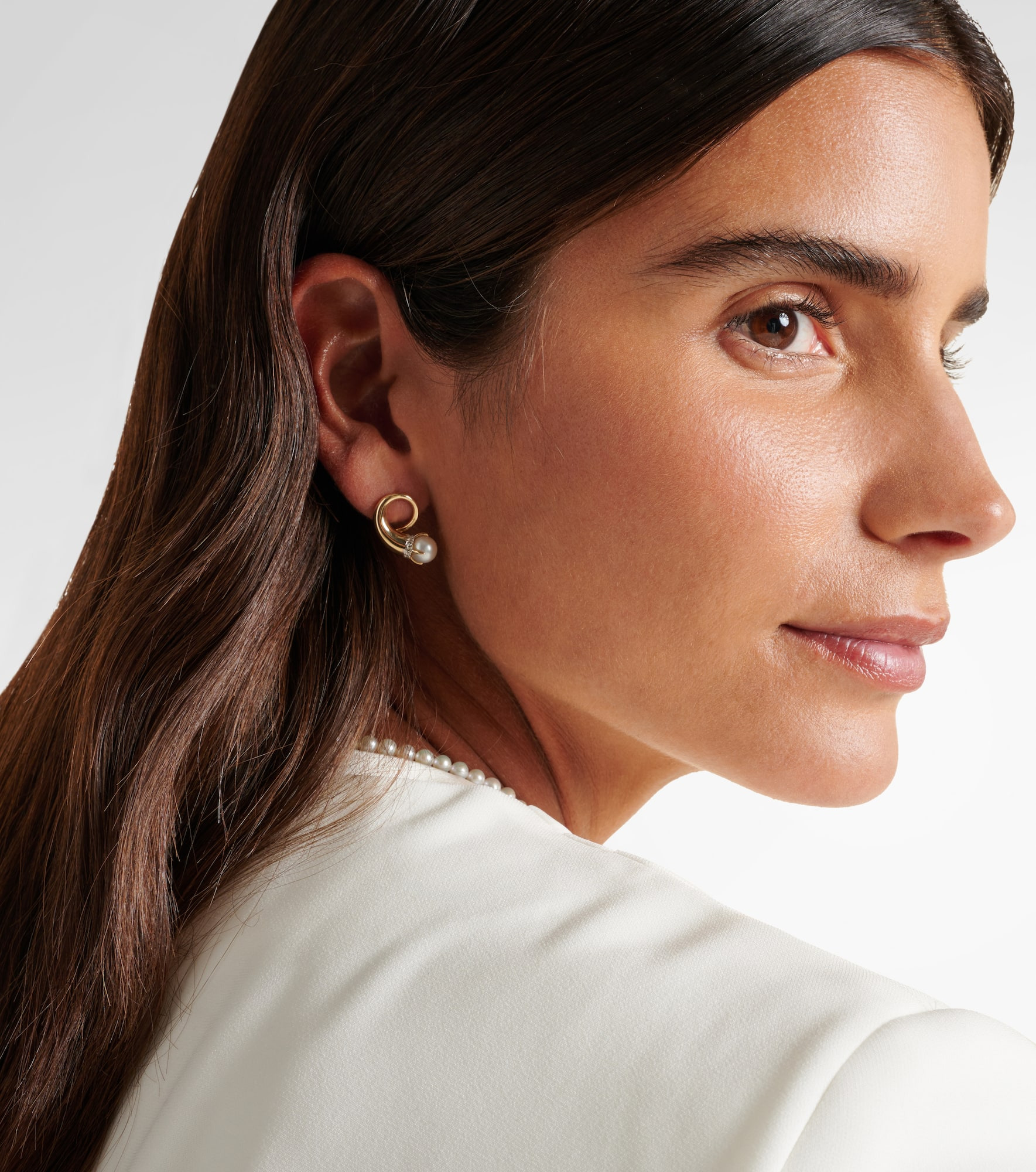 14kt gold earrings with diamonds and pearls - 2