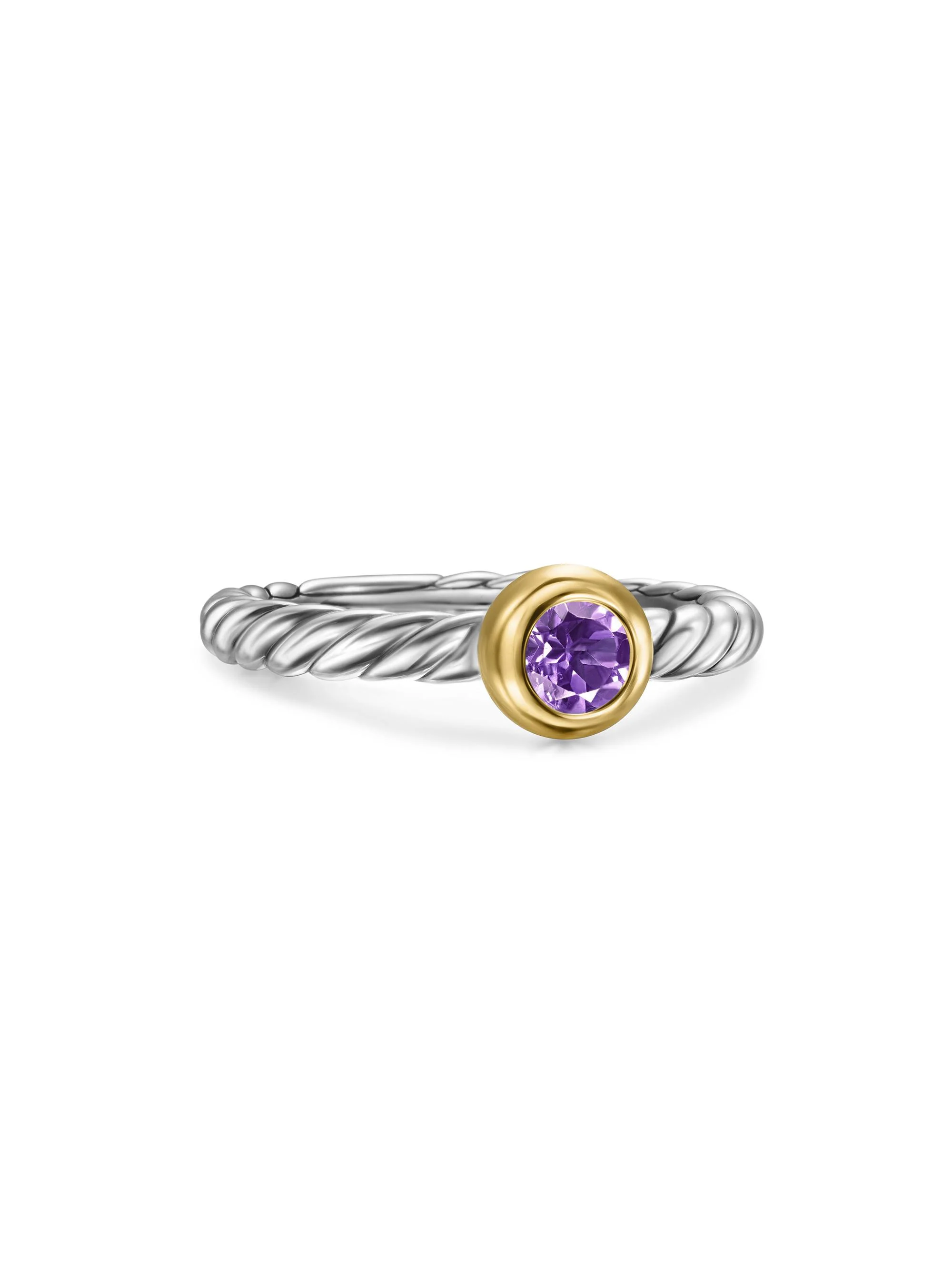 Women's Petite Cable Ring in Sterling Silver - Amethyst - 1