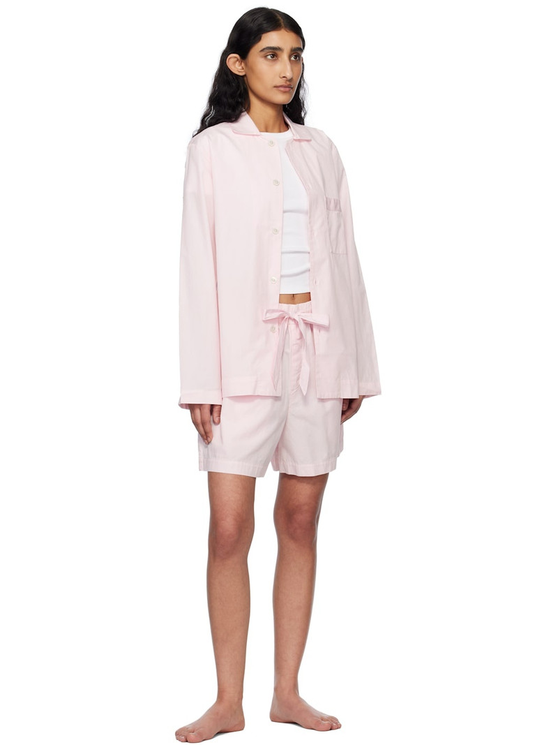 TEKLA Pink Poplin Long-Sleeved Pyjama Shirt outlook