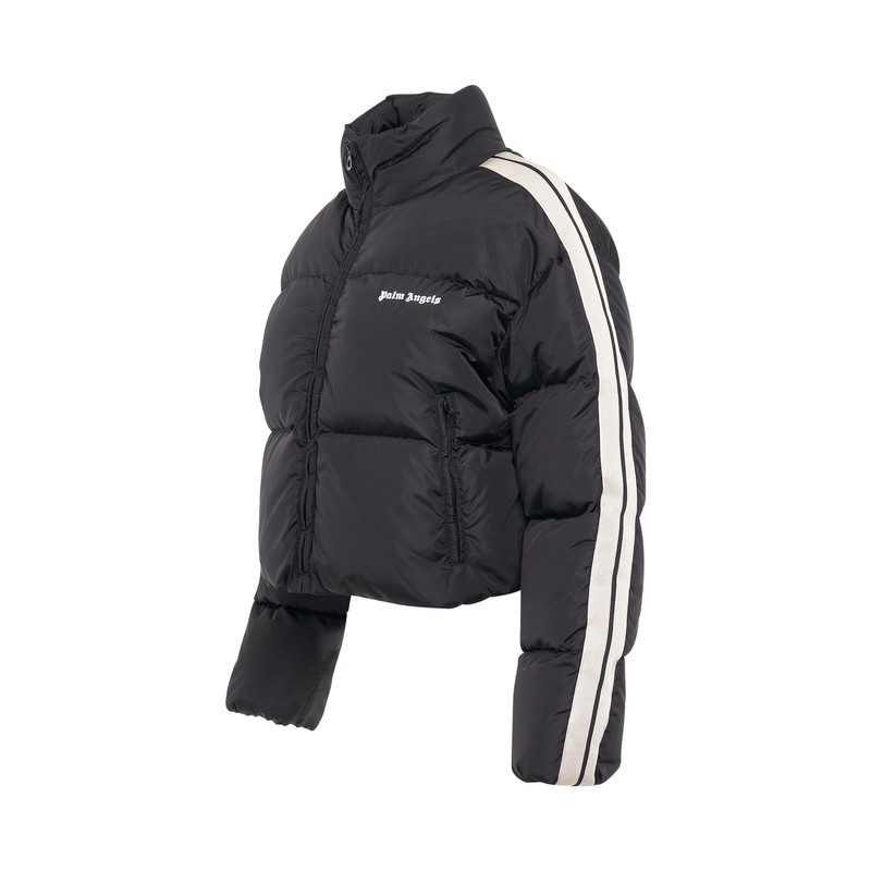 Palm Angels Crop Track Down Jacket in Black/White outlook