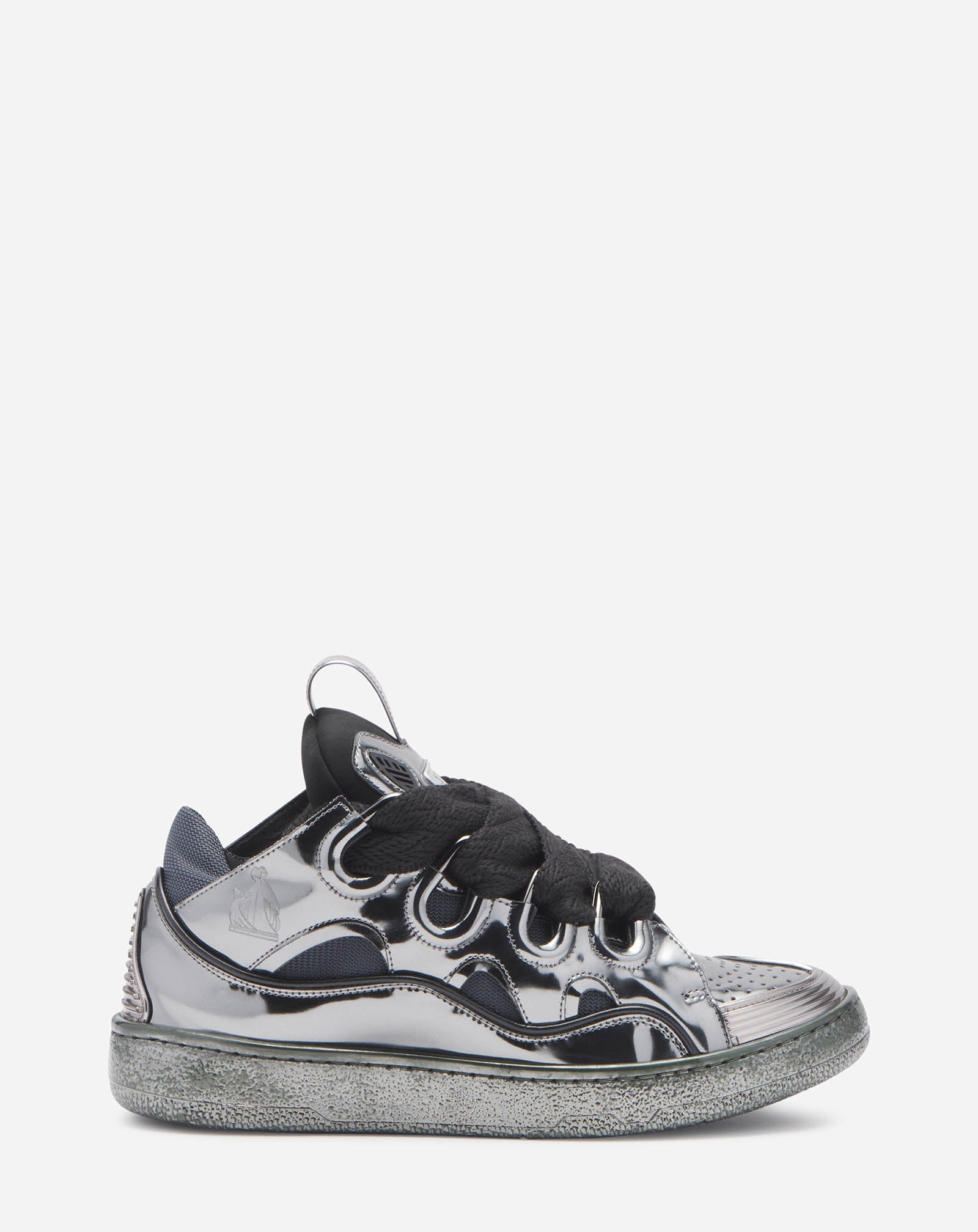 METALLIC LEATHER CURB SNEAKERS - 1