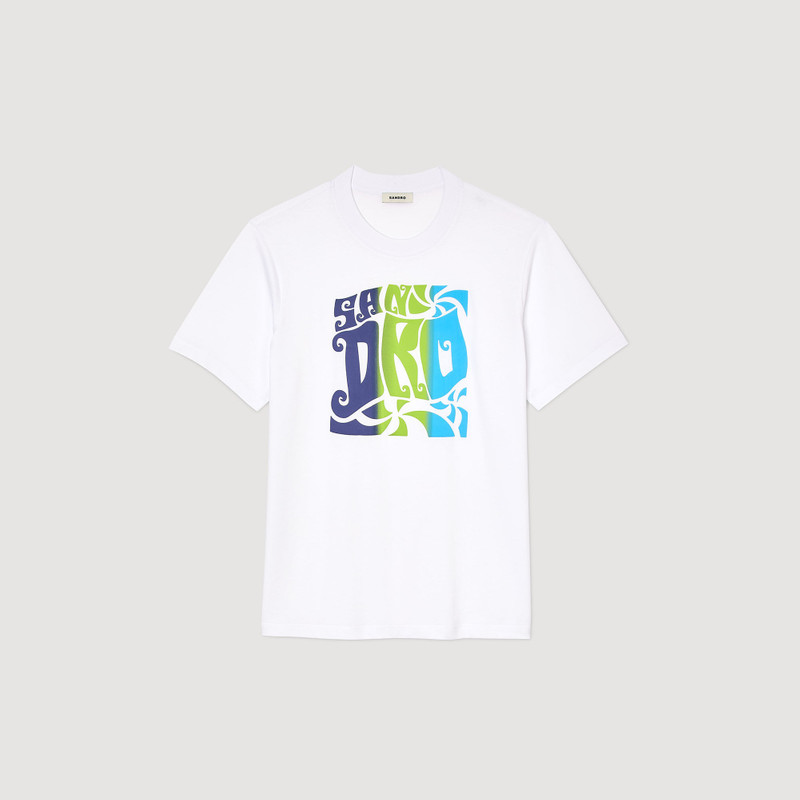 WAVE PRINT COTTON T-SHIRT 6