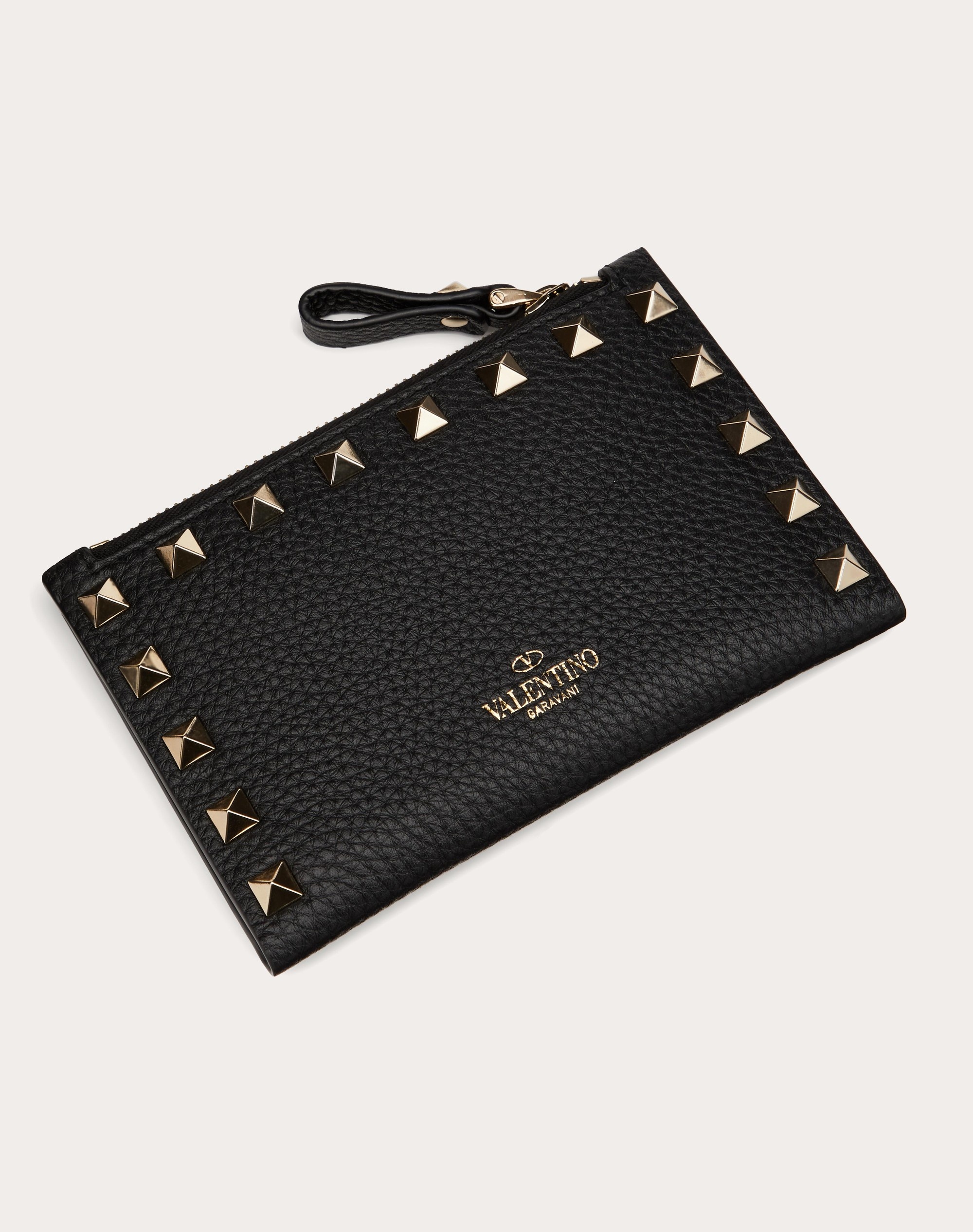 ROCKSTUD GRAINY CALFSKIN CARDHOLDER WITH ZIPPER - 3