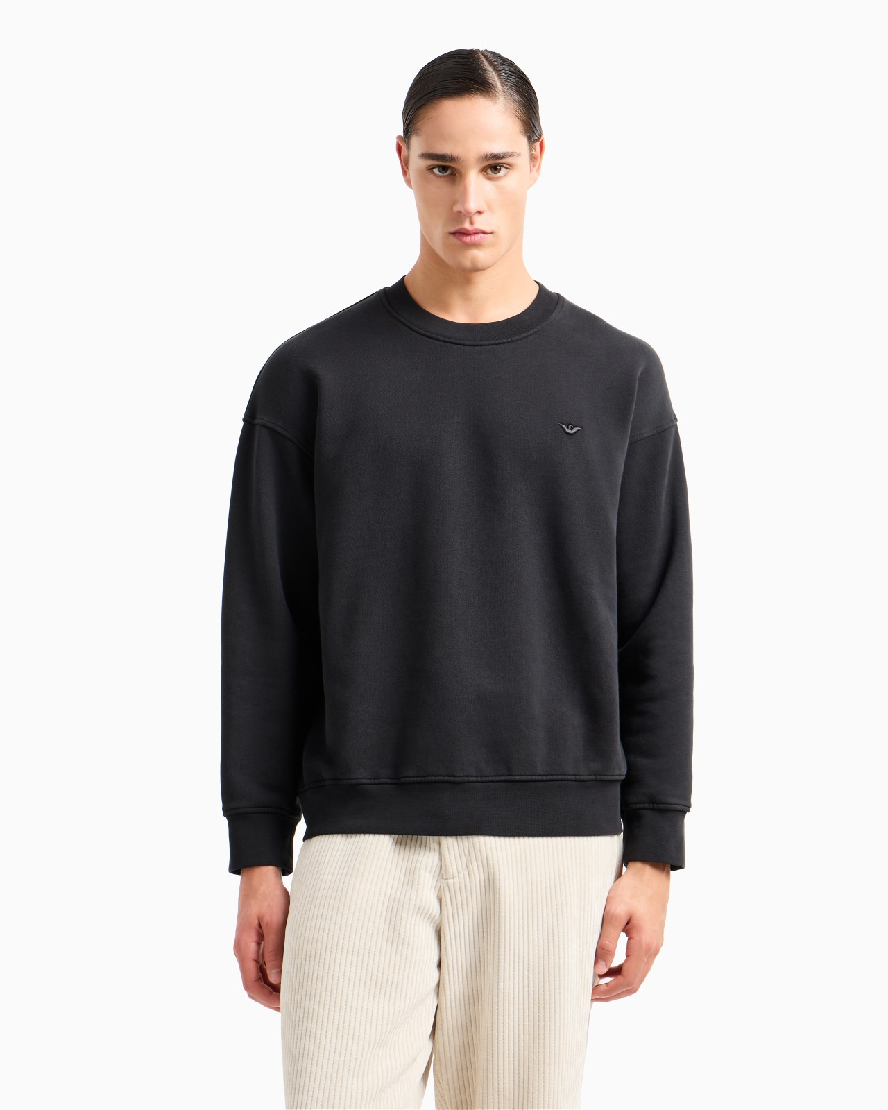 Loose-fit jersey sweatshirt with super-embossed logo embroidery - 2