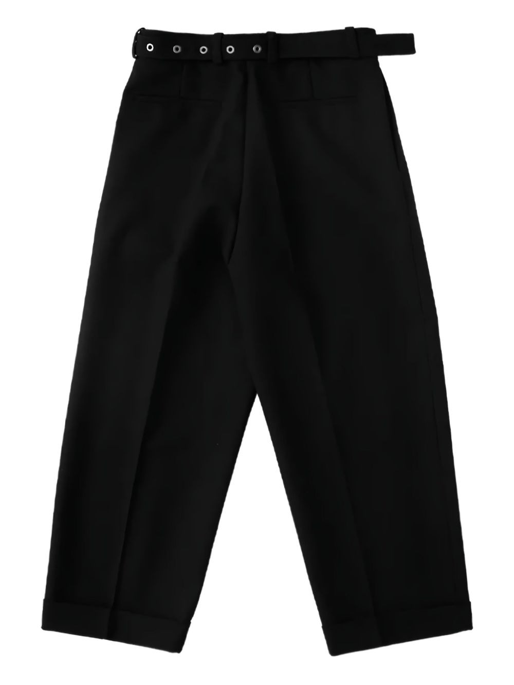 belted wool canvas trousers - 2