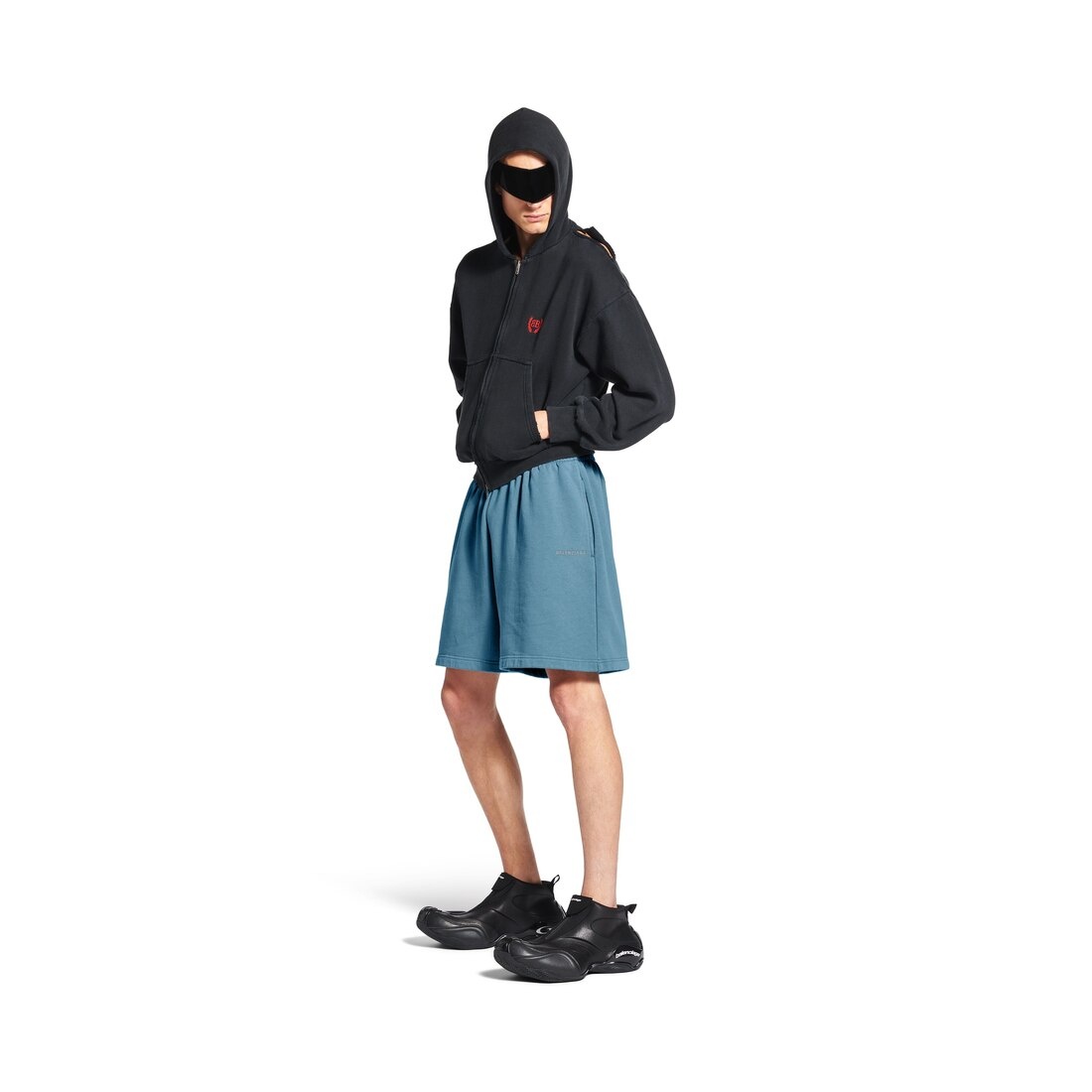 Men's Balenciaga Back Reflective Shorts in Grey Blue - 2