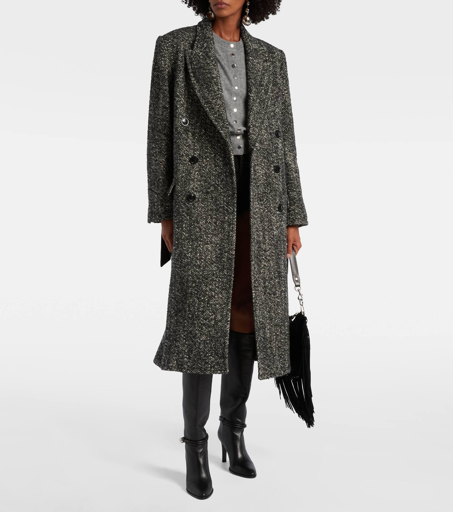 Ebyane chevron wool-blend tweed coat - 6