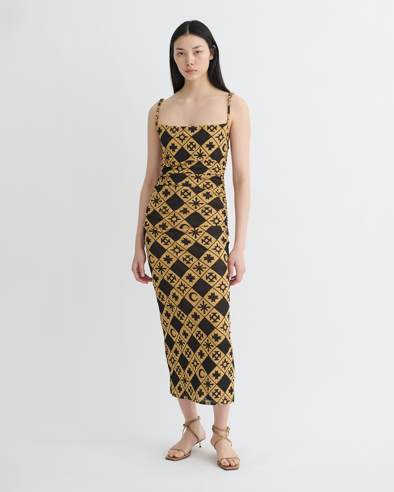 Printed Mesh Jersey Midi Dress - 3