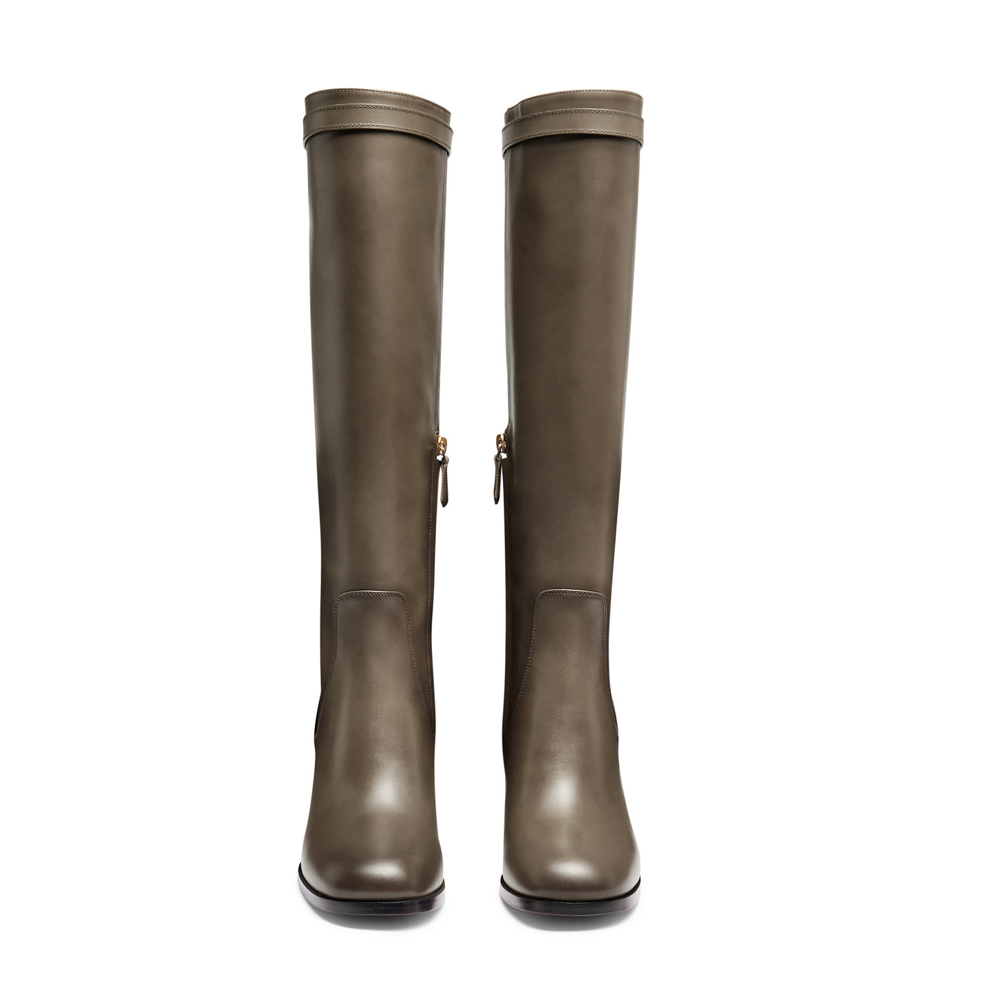 Women's grey leather high-heel boot - 4