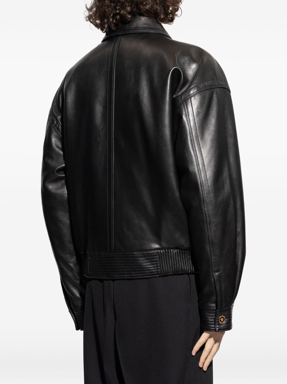 flap-pocket leather jacket - 4