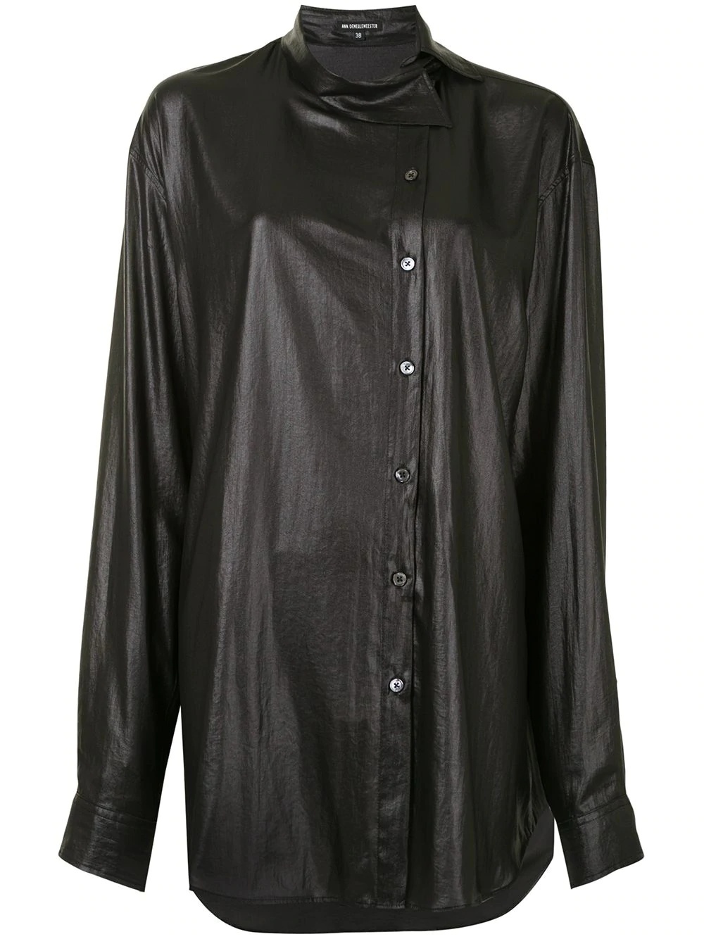 coated asymmetric collar shirt - 1