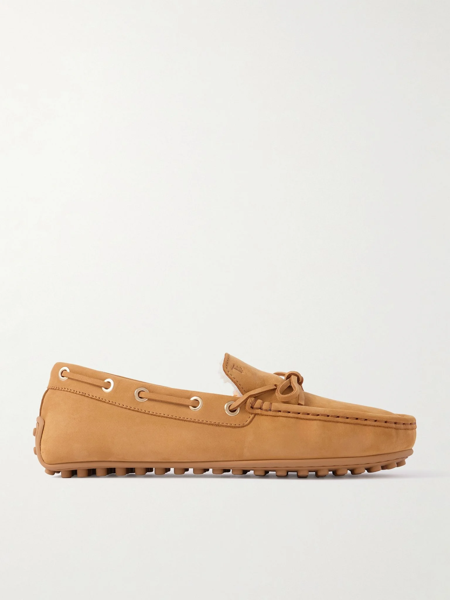 Gommino shearling-trimmed suede loafers Tan - 1