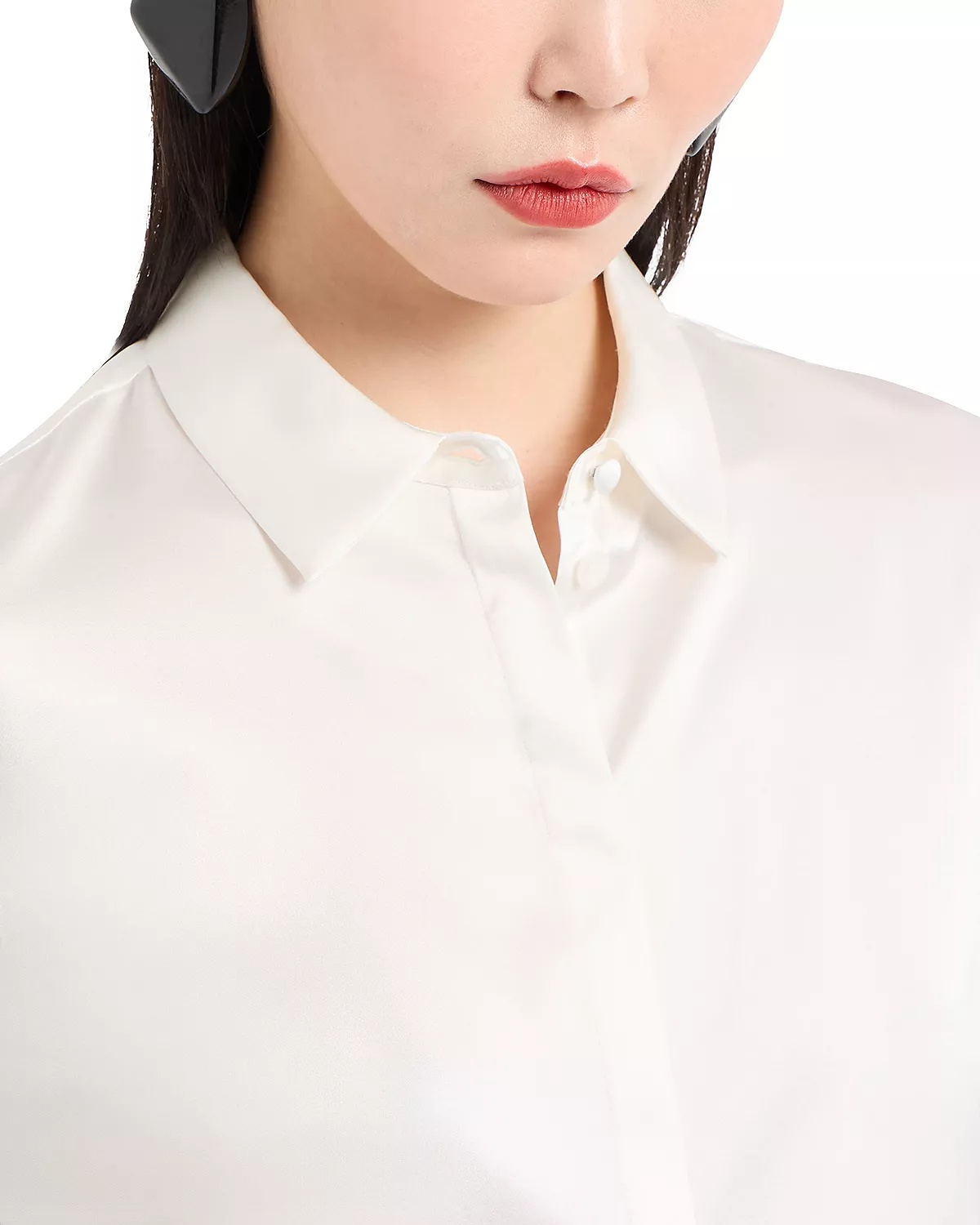 Silk Satin Long Sleeve Button Down Blouse - 4