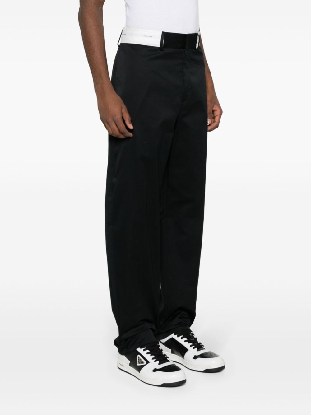 contrasting-waistband tapered trousers - 3
