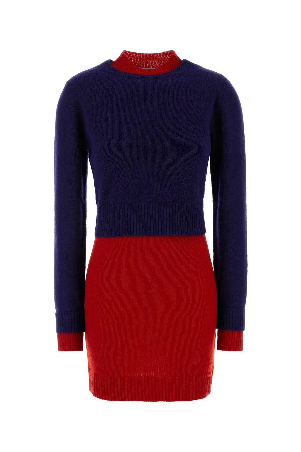 Two-tone wool blend dress - 1