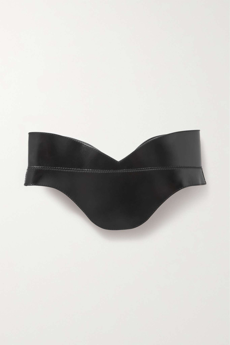 Glossed-leather waist belt - 1