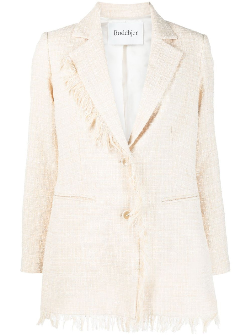 fringed-edge single-breasted blazer 1