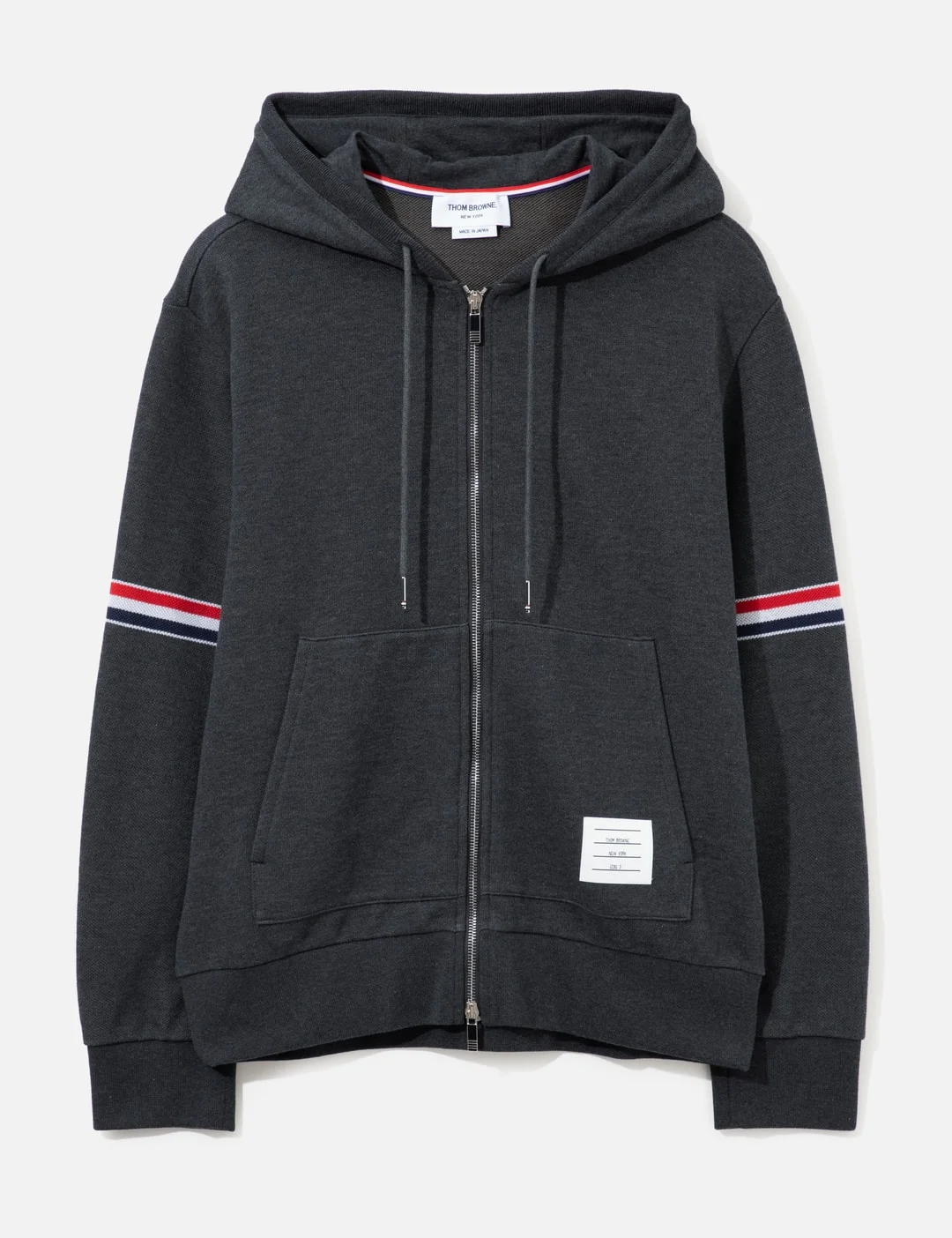 ZIPPER HOODIE WITH STRIPED ARMBANDS - 1