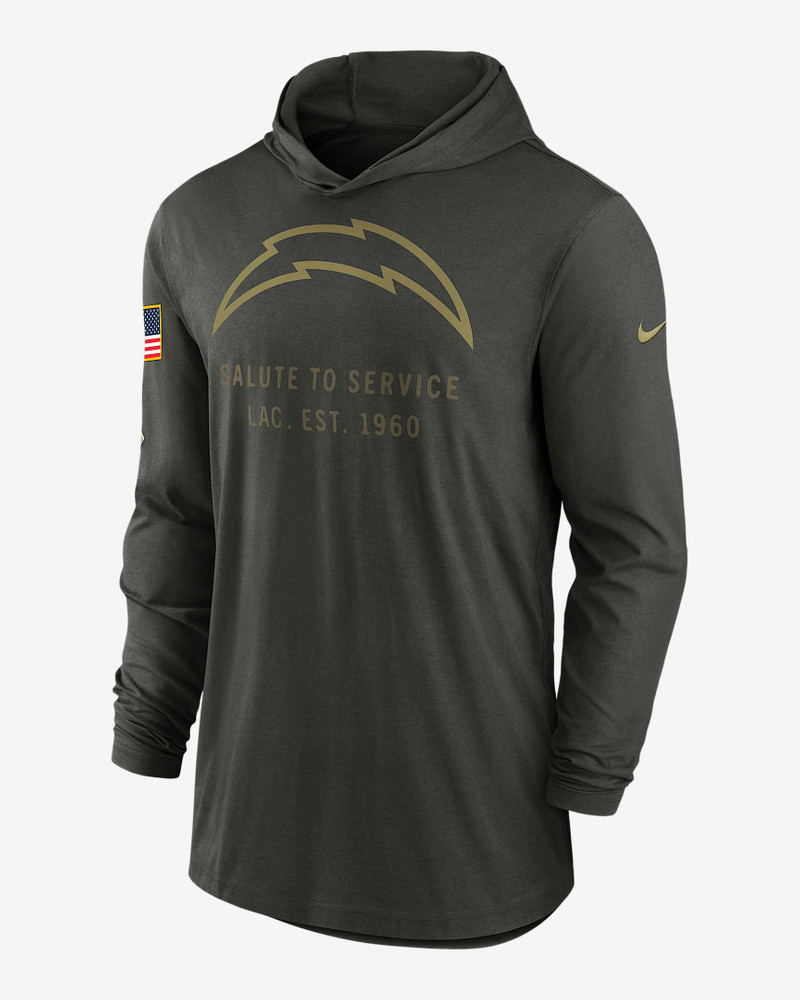 Los Angeles Chargers Salute to Service Sideline Men’s Nike Dri-FIT NFL Long-Sleeve Hooded Top 1