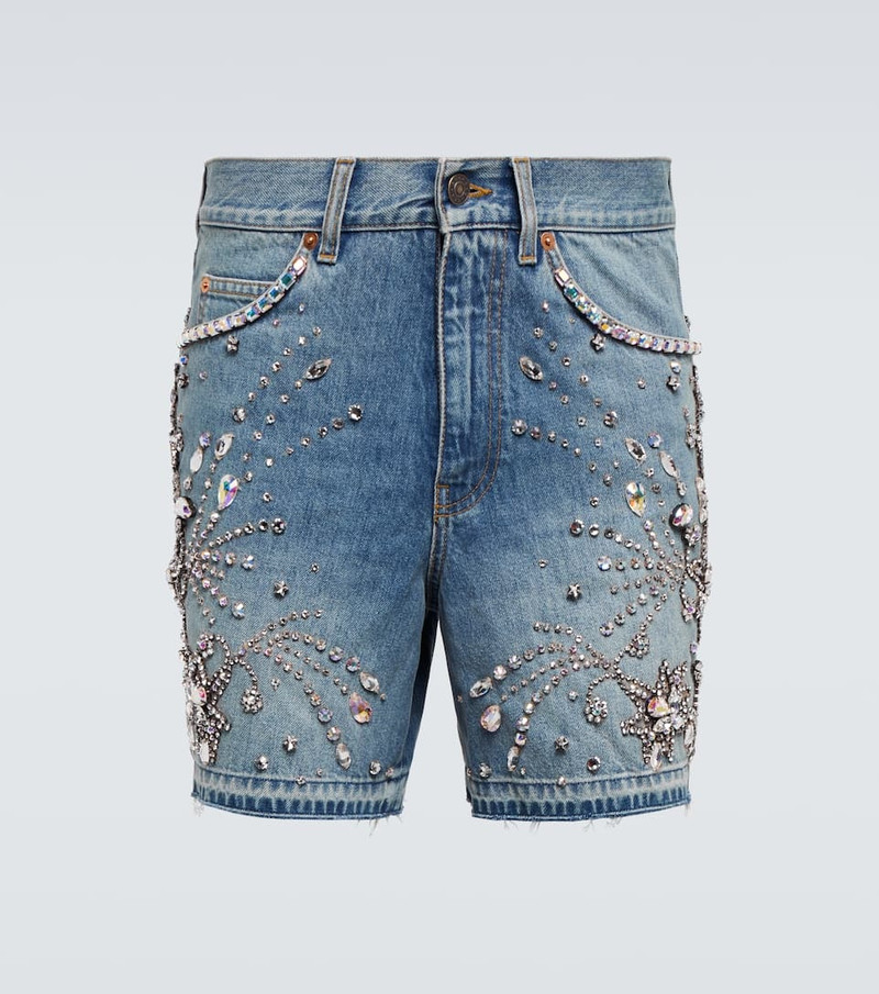 Embellished denim shorts 1