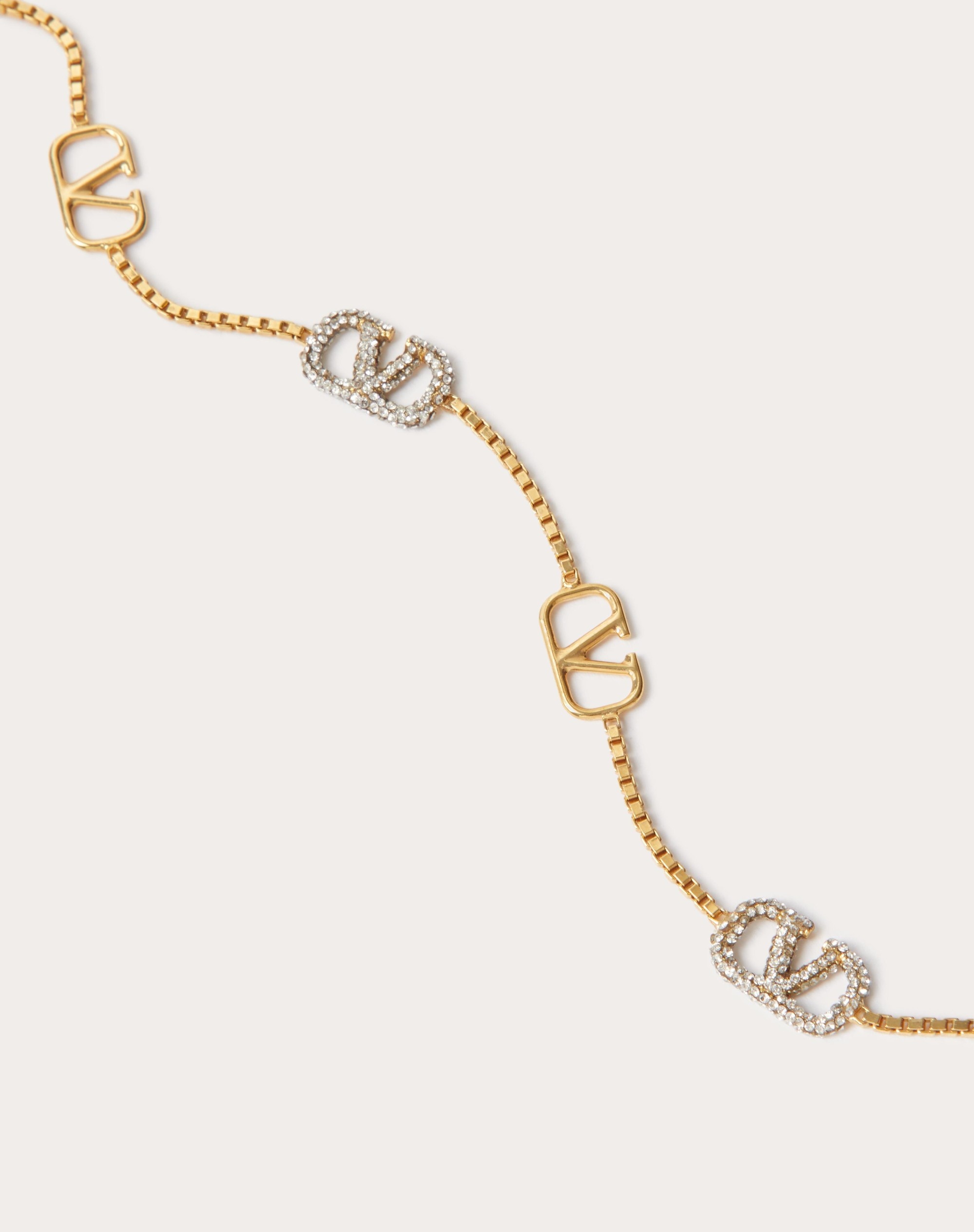 Valentino Garavani VLogo crystal-embellished anklet - Gold