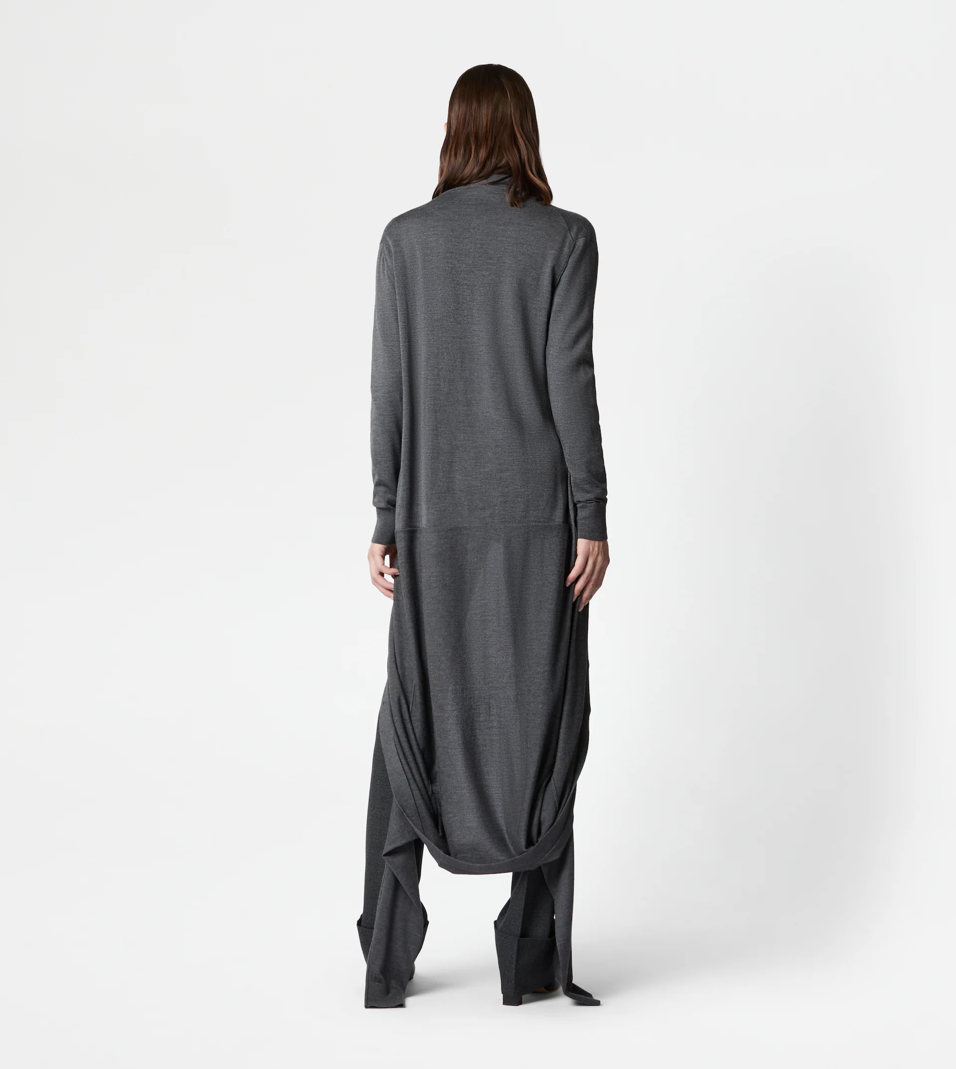 DOUBLE COLLAR SILK BLEND CARDIGAN - GREY - 3