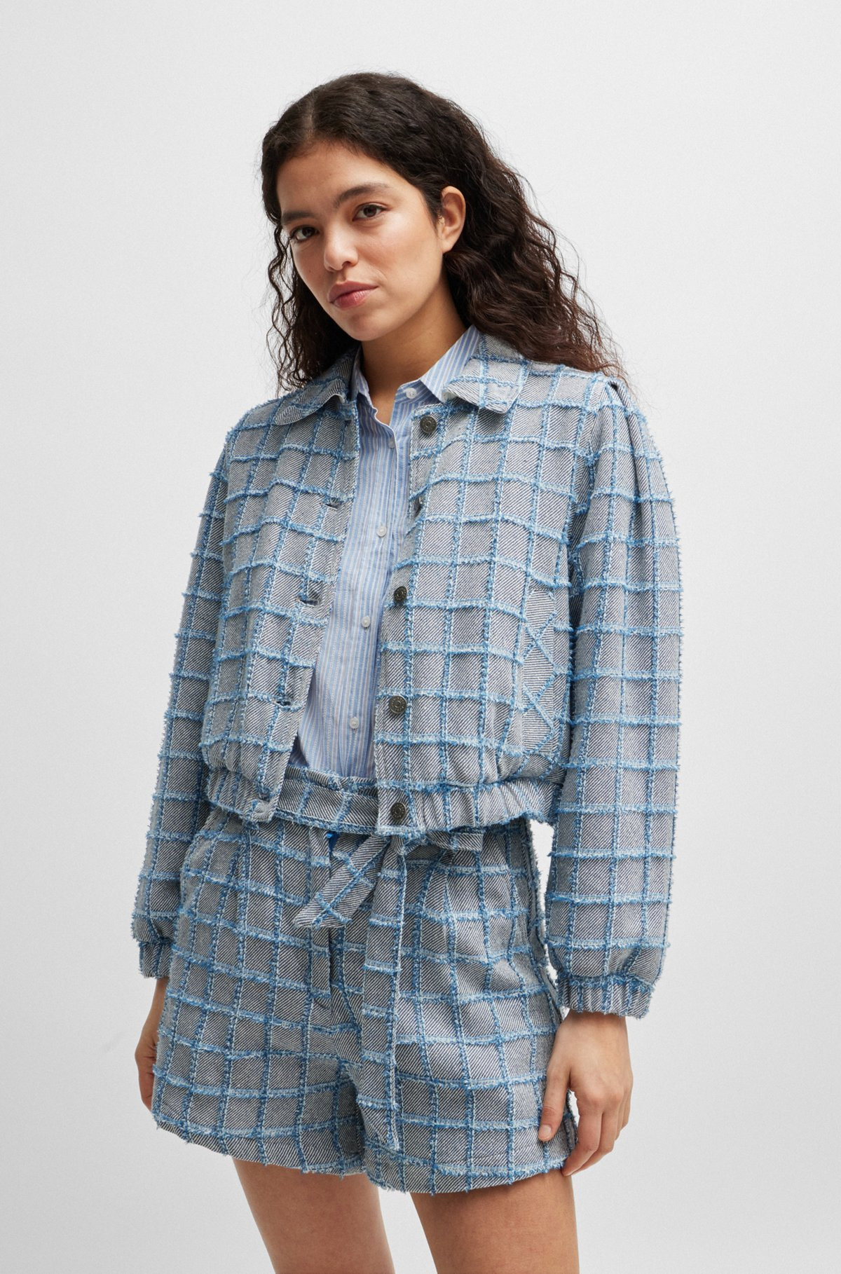 TWEED JACKET WITH DENIM CHECK - 2