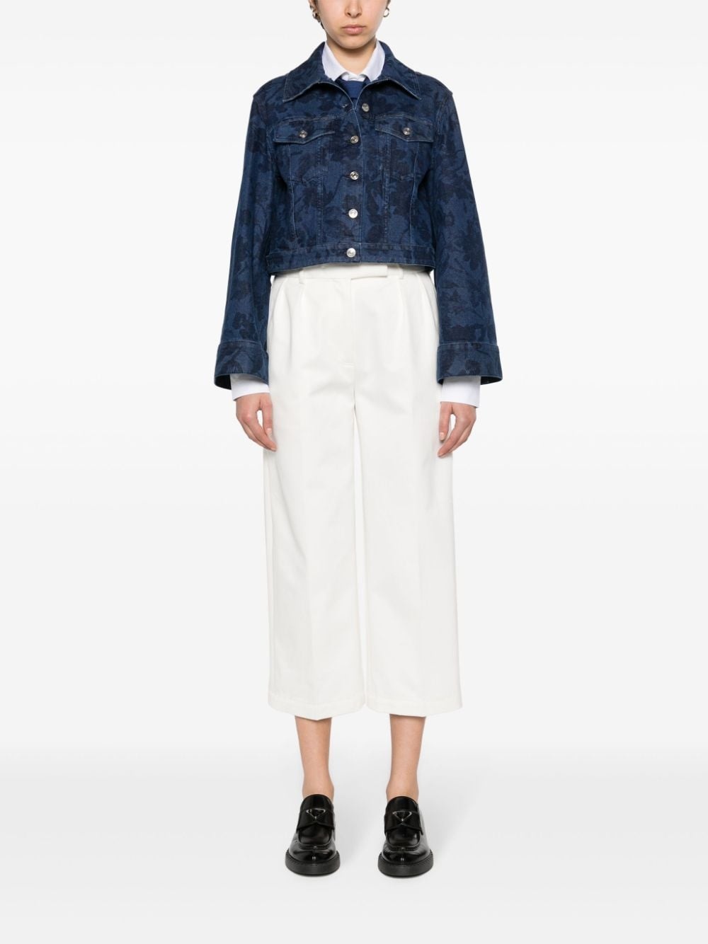wide-leg cotton trousers - 2