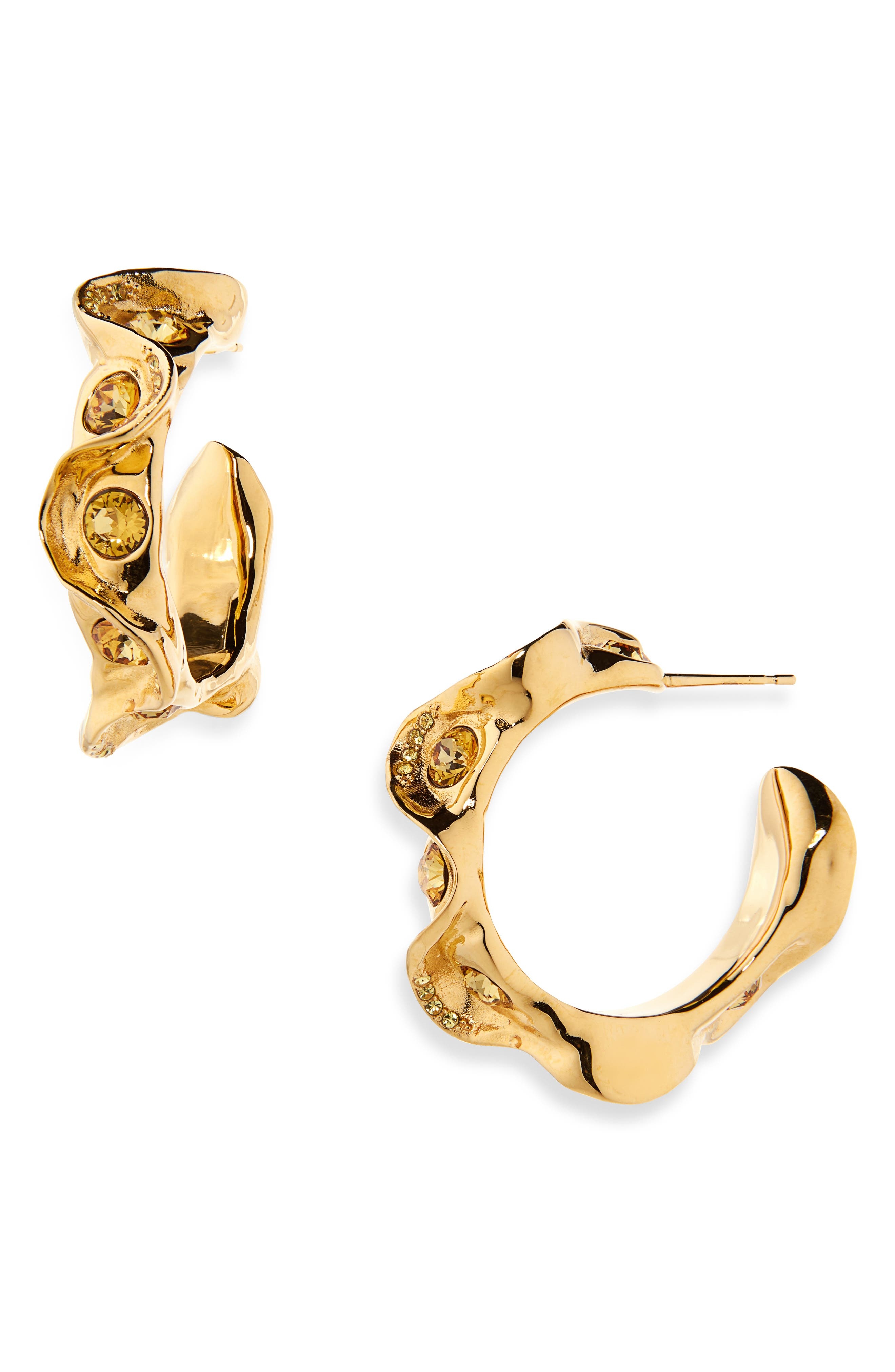 Oscar de la Renta Crystal Nest Hoop Earrings in Topaz at Nordstrom - 1