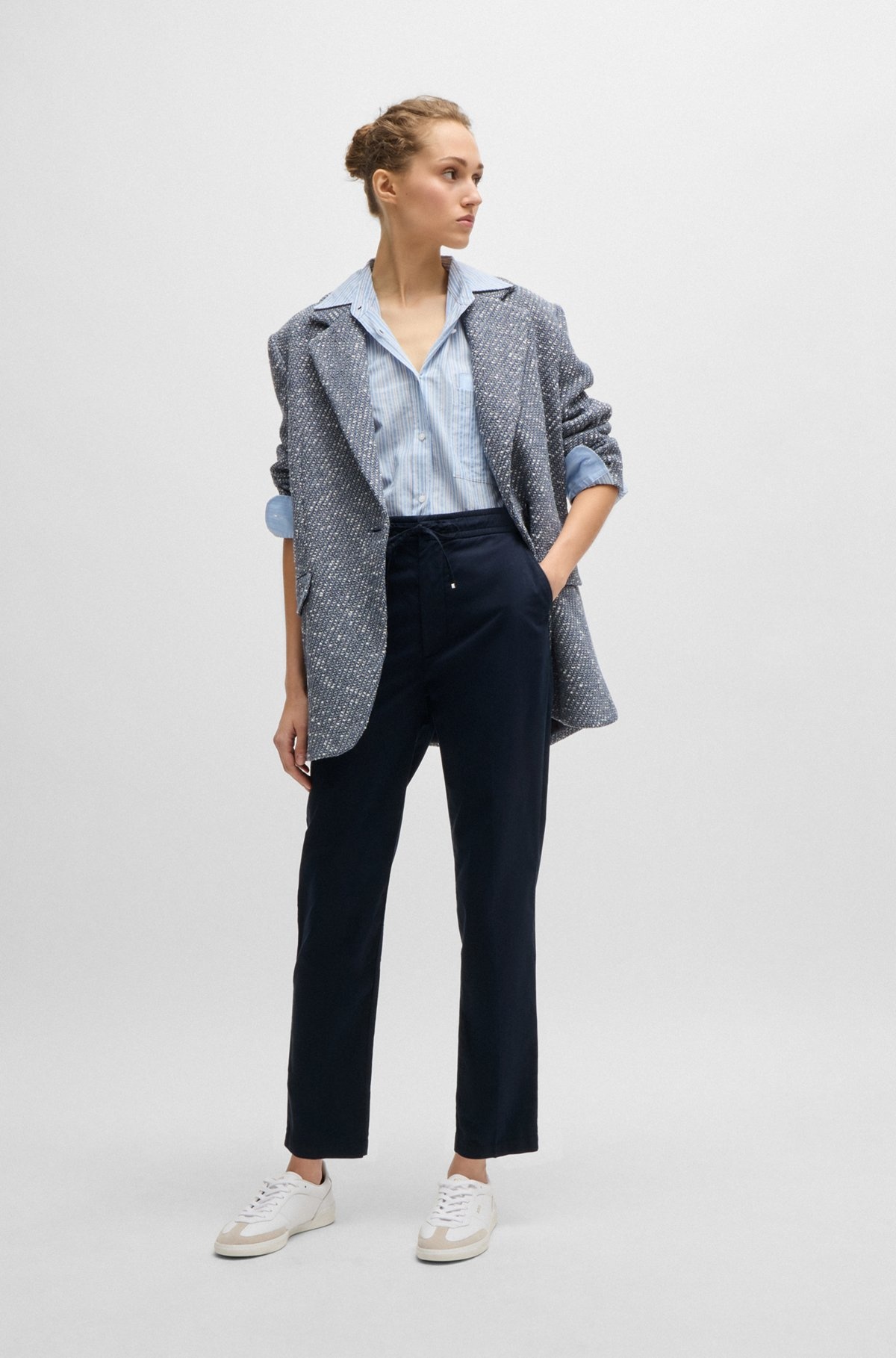 STRETCH-COTTON TROUSERS WITH DRAWCORD WAIST - 3