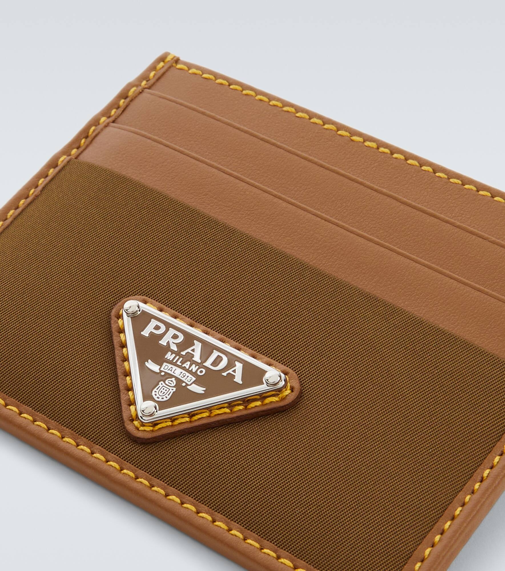 Re-Nylon leather-trimmed card case - 3