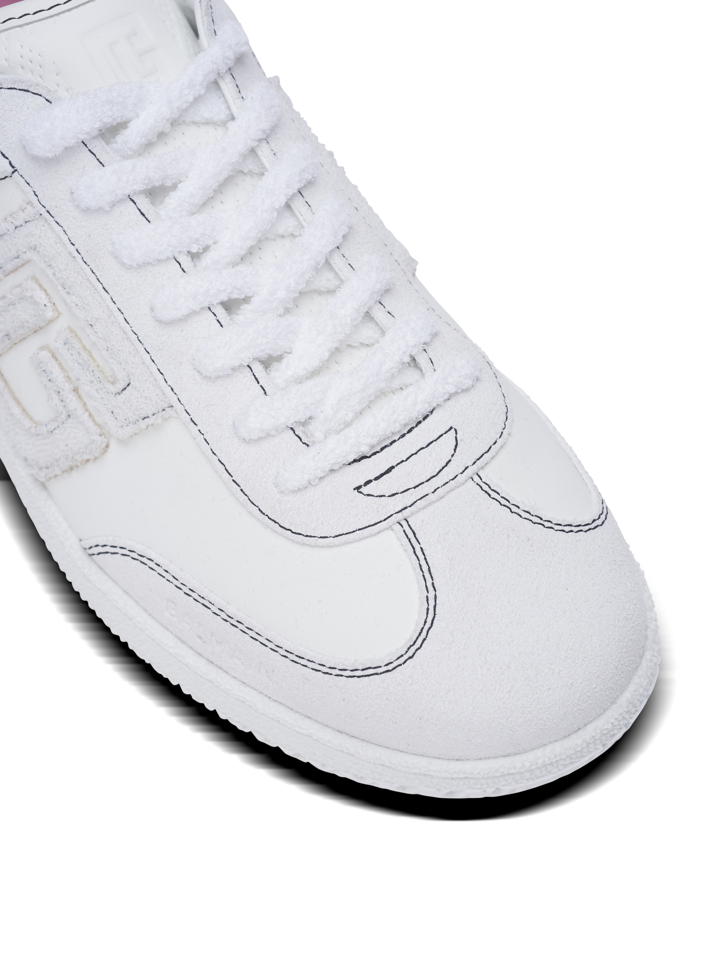 Balmain Swan trainers in calfskin and suede - 8